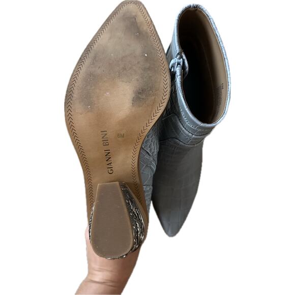 Gianni Bini Eviee Croc-Embossed Ankle Boots – Thunder Blue – Size 6M - Picture 5 of 10